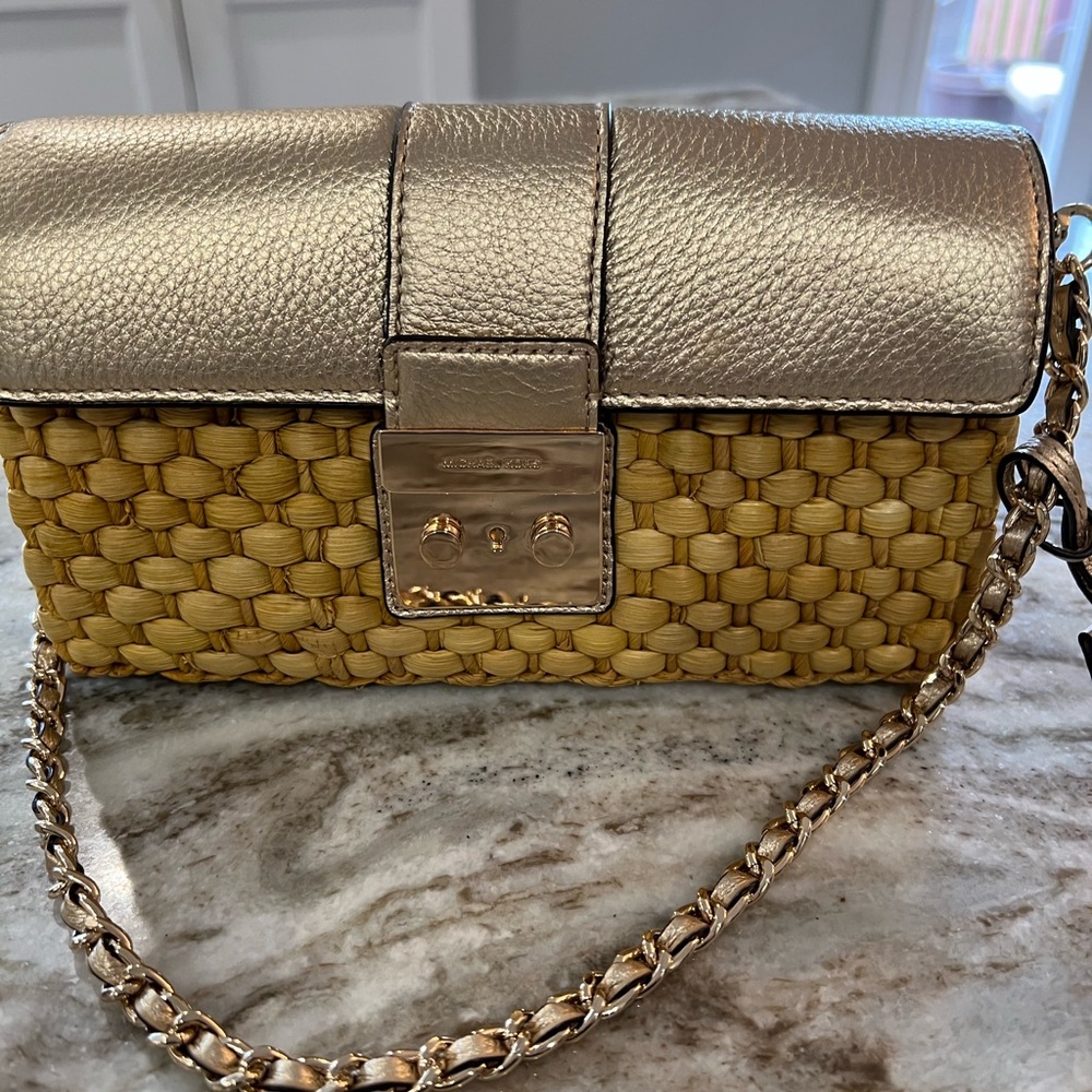 MK straw/leather bag